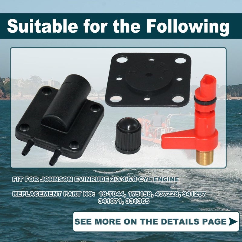 JDLLONG 18-7044 Service Valve Kit Primer Solenoid Service Maintenance Valve for Johnson Evinrude 175158 - Image 4